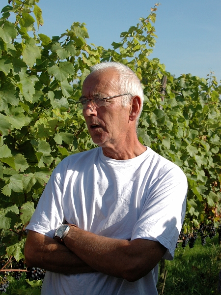 P2006092019.jpg - Dick Hollander, de eigenaar van de wijngaard, geeft uitleg.
